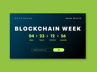 #Daily UI • 013 • Countdown Timer blockchain blockchain week conference countdown timer crypto cryptocurrency daily ui dailyuichallenge day 13 design design challenge graphic design timer ui web design