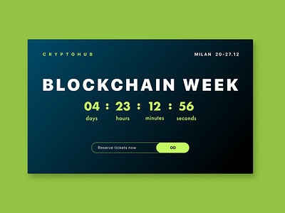 #Daily UI • 013 • Countdown Timer blockchain blockchain week conference countdown timer crypto cryptocurrency daily ui dailyuichallenge day 13 design design challenge graphic design timer ui web design