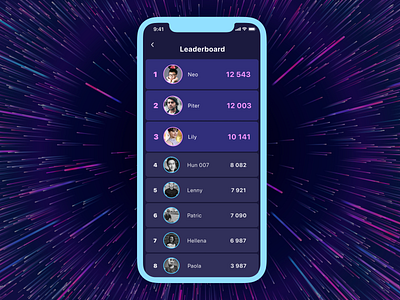 #Daily UI • 019 • Leaderboard app app design dailyuichallenge dark theme day 019 day 19 design design challenge game game design gaming leader list leaderboard mobile players players lisr rating ui