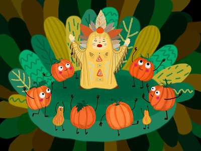 The Chief Of Sweet Pumpkins character digital art funny illustration pumpkins