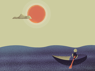 Sunshine after the Storm artwork design illustration ocean row ship sunshine texture weather