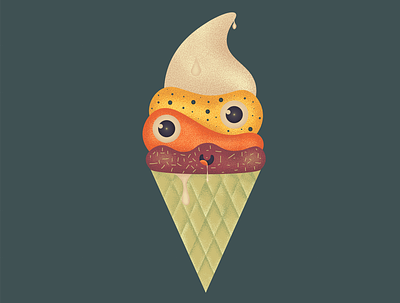 Googly Ice Cream eyes googly grain illustration ice cream illustration savory stipple sweet tasty