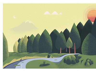 Magina Lush I africa artwork forest hike illustration landscape lush nairobi river trees trek vector