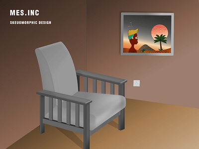 Skeuomorphic Chair chair decor gradient illustration skeuomorphic design wall art