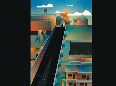 My Vintage Neighborhood. apartments art city dribbble gradient illustration neighborhood texture urban vintage