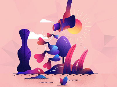 Nature Textured aesthetic colorful dribbble gradient illustration leaves nature sun texture