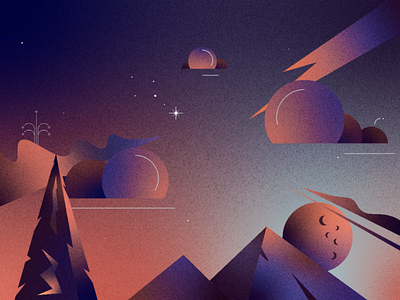 Futuristic Night 2019 futuristic gradient illustration landscape moon night sky stars