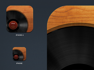 Completed Vinyl Record iPhone Icon black brown record red vinyl wood