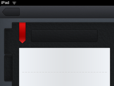 iPad UI black blue button gray ipad leather red ribbon white