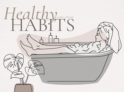 Healthy Habits. Wellness line art. branding creative market female line drawing fitness graphic design healhy habits hobby line art logo meditation mental health mindset motivation self care self love vector illustration wealth wellness yoga