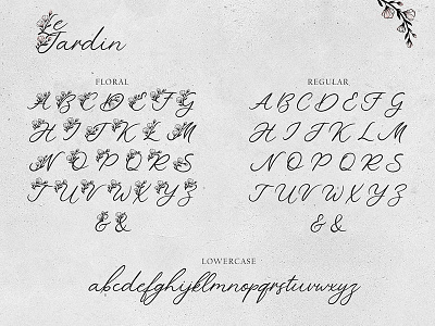 'Le Jardin' floral font alphabet blossom font branding calligraphy feminine floral font font handwritten font logo logotype modern calligraphy wedding font