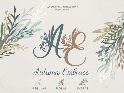 Autumn Embrace Floral font with Extras