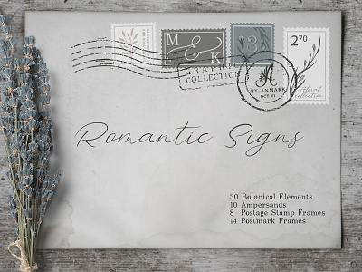 Romantic Signs - Graphic Collection ampersand branding frames illustration logo post postal stamp postmark ui vector vector illustration wedding