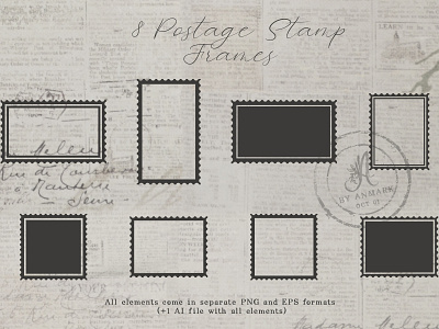 Vintage Postage Stamps Vector Art & Graphics