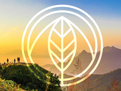 Leafy mountain branding hotels logo