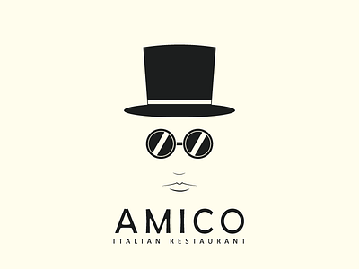 Amico Restaurant amico brand designer glasses hat italian logo restaurant simple