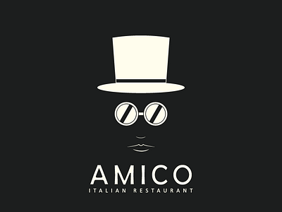 Amico Restaurant Black amico brand designer glasses hat italian logo restaurant simple
