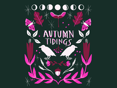 Autumn Tidings! autumn autumn leaves botanical digital illustration equinox fall season floral art folk art harvest lettering moon phases procreate