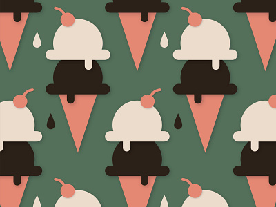 Ice Cream design digital illustration food art ice cream cone repeat pattern surface pattern design vector
