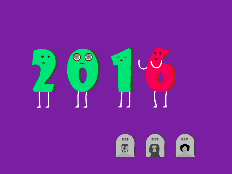 RIP 2016 2016 2017 animation characters gif graphics mograph motion new year