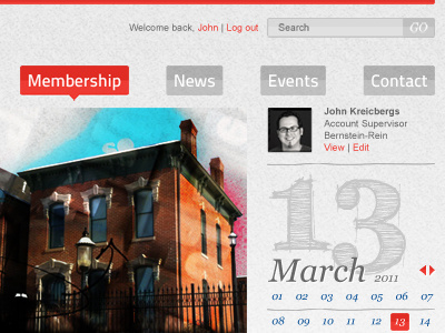 2 ad club advertising calendar css design development html interface navigation profile website