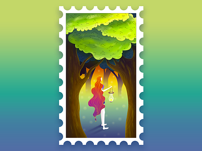 Girl in the Forest illustration