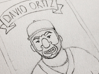 Making a Big Papi baseball beisbol boceto boston card illustration red sox sketch watercolour