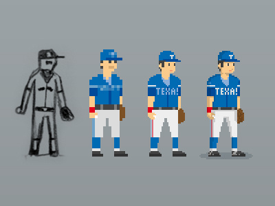 MLB stars from sketch to Pixel Art 8bit baseball beisbol mlb pixel art rangers texas