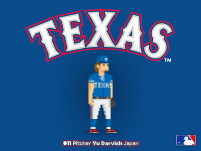 Major League Pixels - Yu Darvish 8 bit baseball beisbol darvish deportes japan japón méxico pixel art rangers sports texas yu yu darvish