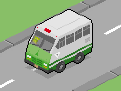 Ruta 2 8bit bus camion isometric microbus méxico pixel art sprite videogame