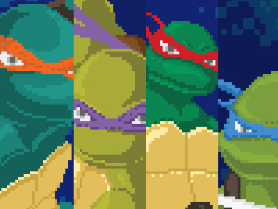 TMNT Pixel Art Poster 8bit pixel art poster teenage mutant ninja turtles tmnt