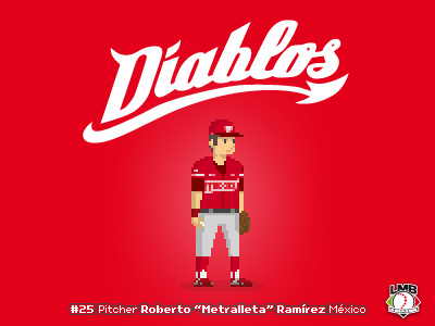 Major League Pixels - Metralleta Ramírez 8bit baseball beisbol df diablos rojos lmb metralleta méxico pitcher pixel art roberto ramírez