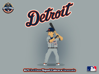 Major League Pixels - Miguel Cabrera 8 bit baseball beisbol detroit miguel cabrera mlb méxico pixel art sports tigers venezuela
