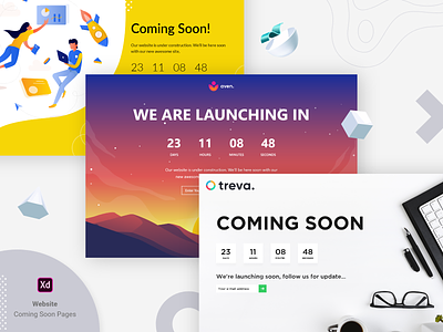 Coming Soon Web Page Design with Counter branding coming soon coming soon desing coming soon page coming soon template comingsoon design download for free illustration landing page landing page design landing pages landingpage ui uidesign uiux ux vector web design webdesign