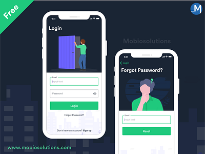 Login and Forgot Password Screens 2019 trend android app branding design download for free free illustration ios login login form material design mobile trend ui template ui ux design uidesign ux designer uxd