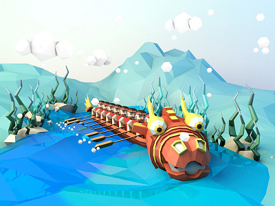 Dragon Boat Race boat cinema 4d dragon festival illustration