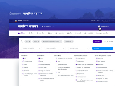 Advanced Filters (Susasan E - Citizen Charter) advanced filters citizen charter devanagari fiters good user experience government website nepal nepali problem solving simplifying ui ux web design
