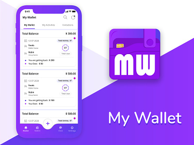 My Wallet blue design logo mobile app wallet
