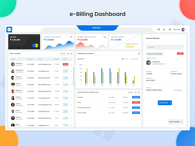e-Billing Dashboard blue dashboard e billing flat design software