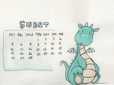 february with sweet dragon calendar dragon february sweet watercolor
