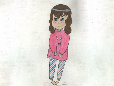 Cute Girl cute girl shy watercolor