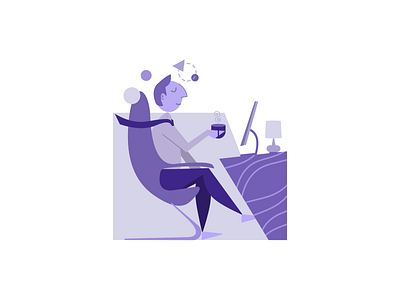 Think app character coffee design desk illustration minimal office think work