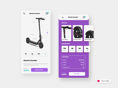 Scooter Specs | UIUX Design app app design colors design designer electronic flat landing page logo logo design portfolio ui ux violet web website