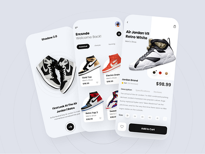 Shoe Store Concept 👟 adidas adobe xd app app store dark grey ecommerce app mobile ui nike shoes shoes app uiux ux ui web website