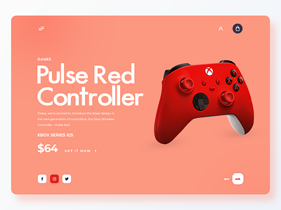 Xbox Pulse Red Controller app banner colors controller design ecommerce graphic design illustration red ui ux web web banner website website design xbox