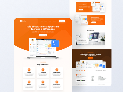 GuuRo 👩‍🏫 | Course Landing page app branding color design flat graphic design homepage ladingpages landing page logo orange ui uiuxdesign ux vector web web banner website websitedesign