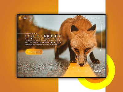 Curiosity Fox animal app design flat landing page nature ui ux wallpaper web website website concept