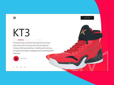 KT3 Shoes Concept Klay Thompson app basketball branding clean design player red shop shop design site ui ux web website