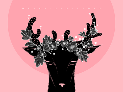 Merry Christmas app deer design flower ui