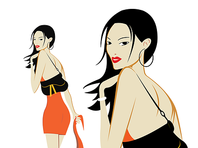 Lady in Red character face inking lady red vector